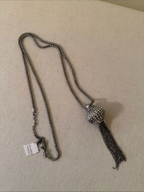 Lia Sophia Delicate Gunmetal Tassel Pendant Necklace